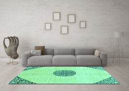 Machine Washable Abstract Turquoise Modern Area Rugs in a Living Room,, wshabs3407turq