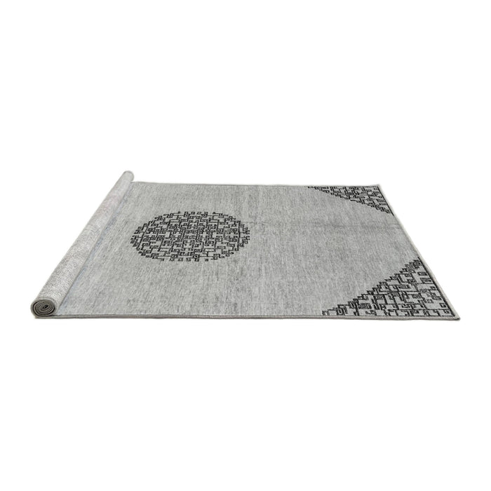 Sideview of Machine Washable Abstract Gray Modern Rug, wshabs3407gry