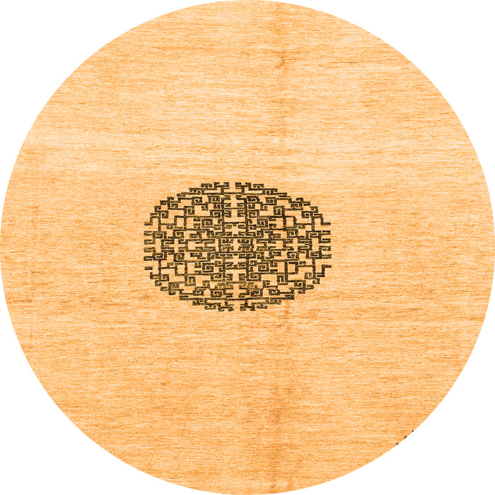 Round Machine Washable Abstract Orange Modern Area Rugs, wshabs3407org