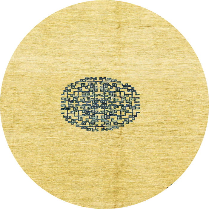 Round Abstract Bold Yellow Modern Rug, abs3407