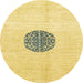 Round Abstract Bold Yellow Modern Rug, abs3407