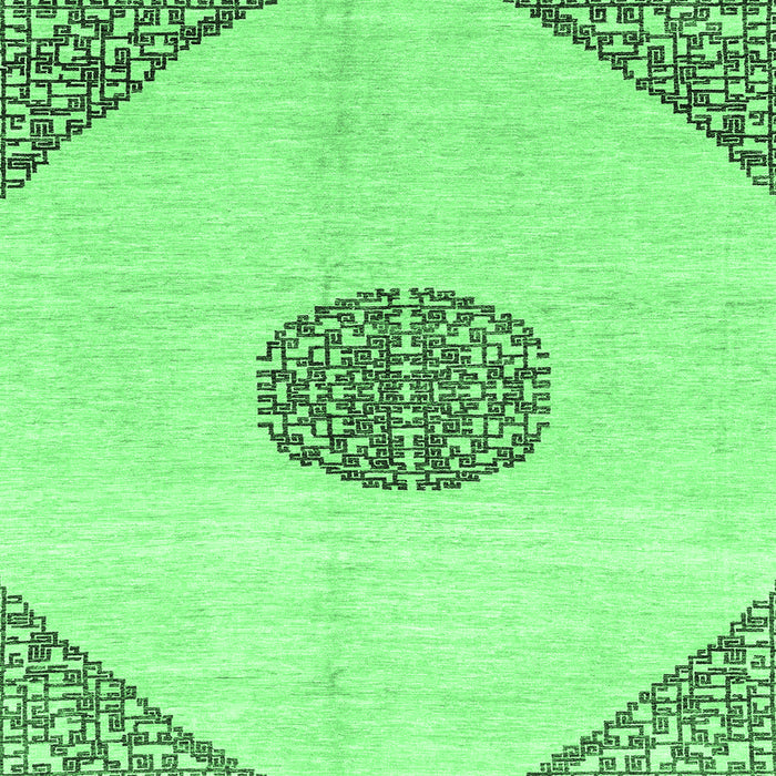Square Machine Washable Abstract Emerald Green Modern Area Rugs, wshabs3407emgrn