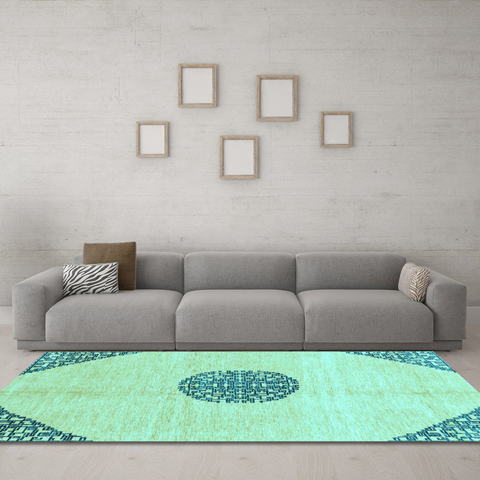 Machine Washable Abstract Light Blue Modern Rug in a Living Room, wshabs3407lblu