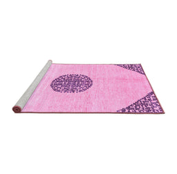 Sideview of Machine Washable Abstract Pink Modern Rug, wshabs3407pnk
