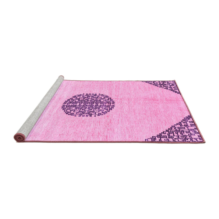 Sideview of Machine Washable Abstract Pink Modern Rug, wshabs3407pnk