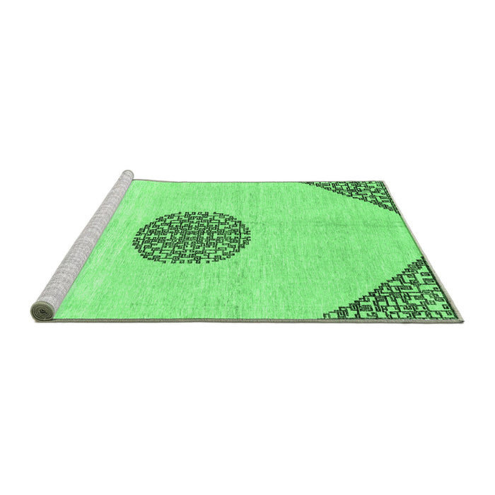 Sideview of Machine Washable Abstract Emerald Green Modern Area Rugs, wshabs3407emgrn