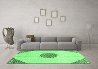 Machine Washable Abstract Emerald Green Modern Rug, wshabs3407emgrn