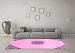 Machine Washable Abstract Pink Modern Rug in a Living Room, wshabs3407pnk