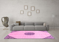 Machine Washable Abstract Pink Modern Rug, wshabs3407pnk