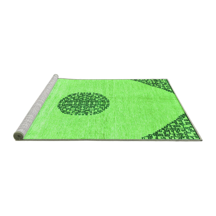 Sideview of Machine Washable Abstract Green Modern Area Rugs, wshabs3407grn