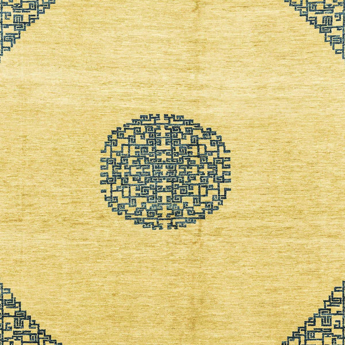 Machine Washable Abstract Yellow Rug, wshabs3407