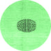 Round Abstract Emerald Green Modern Rug, abs3407emgrn