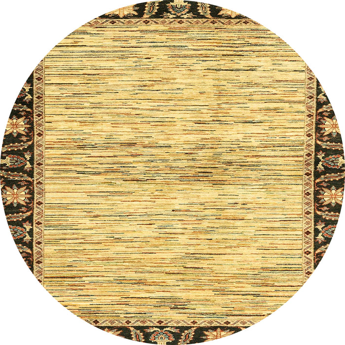 Round Machine Washable Abstract Yellow Rug, wshabs3408