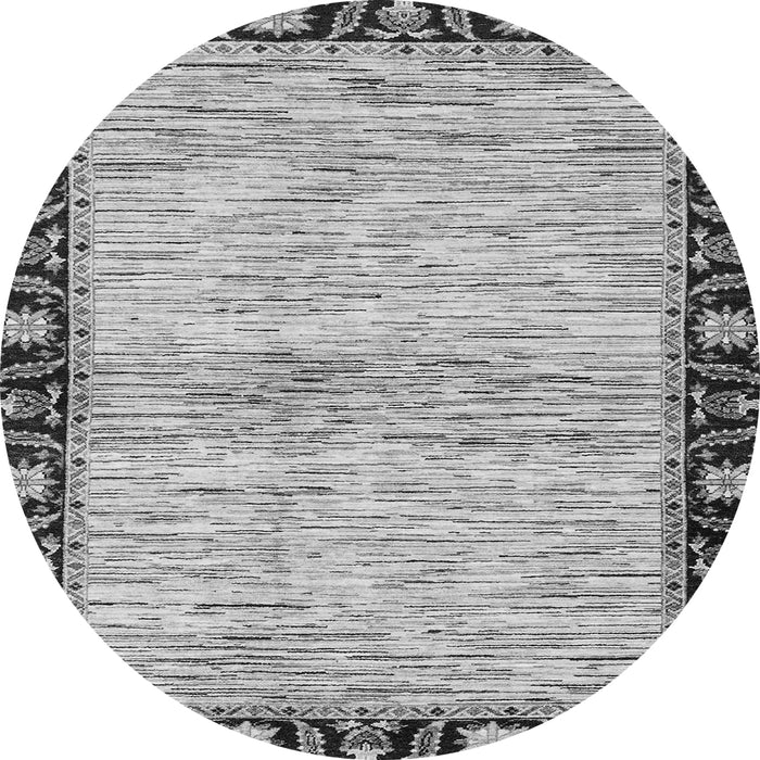 Round Machine Washable Abstract Gray Modern Rug, wshabs3408gry