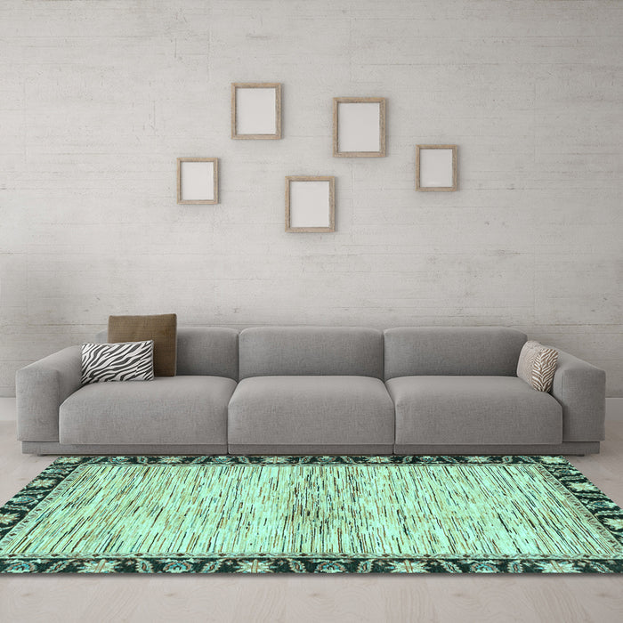 Machine Washable Abstract Light Blue Modern Rug in a Living Room, wshabs3408lblu