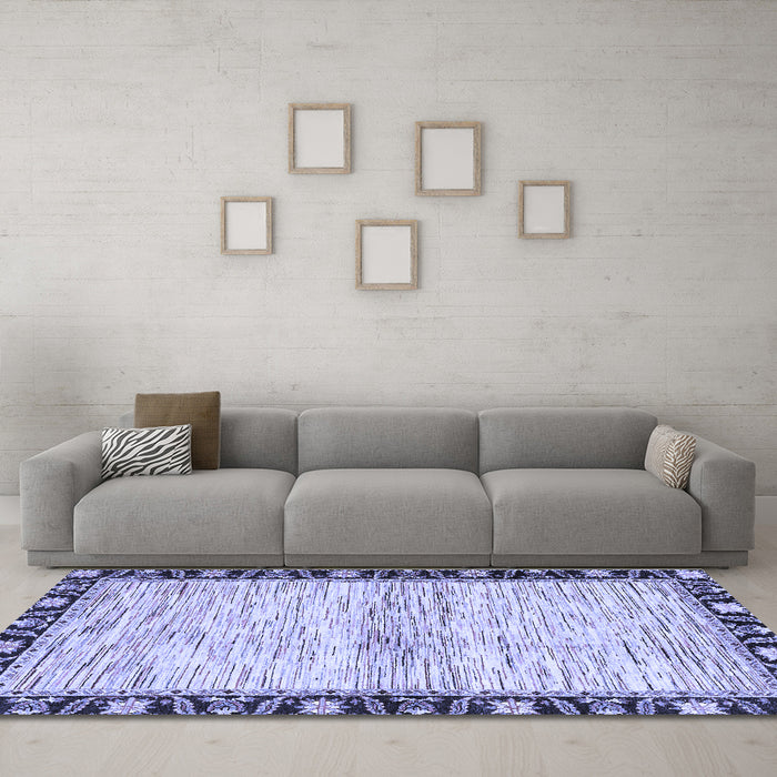Machine Washable Abstract Blue Modern Rug in a Living Room, wshabs3408blu