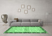 Machine Washable Abstract Emerald Green Modern Area Rugs in a Living Room,, wshabs3408emgrn