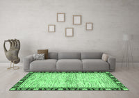 Machine Washable Abstract Emerald Green Modern Rug, wshabs3408emgrn