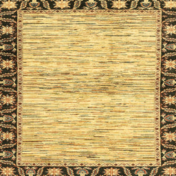 Square Machine Washable Abstract Yellow Rug, wshabs3408