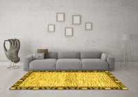 Machine Washable Abstract Yellow Modern Rug, wshabs3408yw