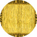 Round Machine Washable Abstract Yellow Modern Rug, wshabs3408yw