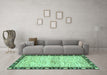 Machine Washable Abstract Turquoise Modern Area Rugs in a Living Room,, wshabs3408turq