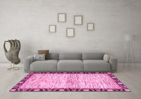 Machine Washable Abstract Pink Modern Rug, wshabs3408pnk