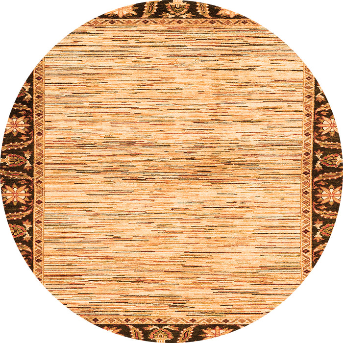Round Abstract Orange Modern Rug, abs3408org