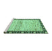 Sideview of Machine Washable Abstract Turquoise Modern Area Rugs, wshabs3408turq