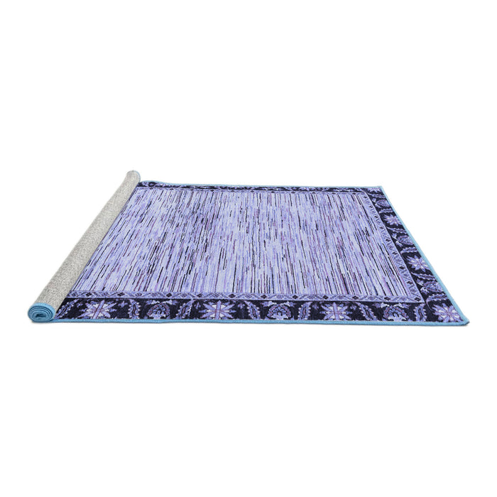 Sideview of Machine Washable Abstract Blue Modern Rug, wshabs3408blu