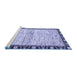 Sideview of Machine Washable Abstract Blue Modern Rug, wshabs3408blu