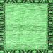 Square Machine Washable Abstract Emerald Green Modern Area Rugs, wshabs3408emgrn