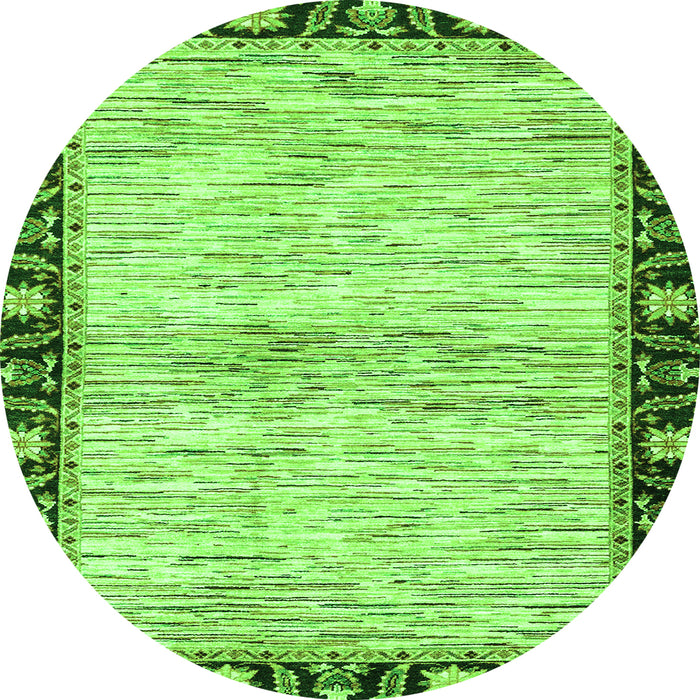 Round Machine Washable Abstract Green Modern Area Rugs, wshabs3408grn