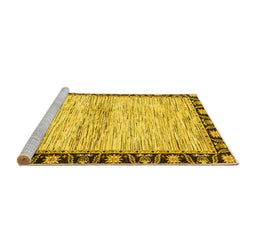 Sideview of Machine Washable Abstract Yellow Modern Rug, wshabs3408yw