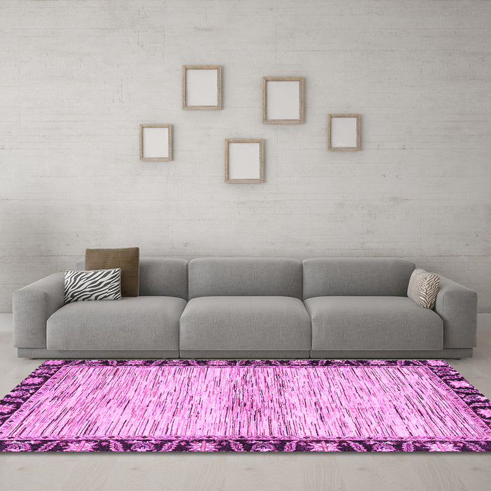 Machine Washable Abstract Purple Modern Area Rugs in a Living Room, wshabs3408pur