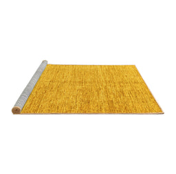Sideview of Machine Washable Abstract Yellow Modern Rug, wshabs3409yw