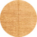 Round Abstract Saffron Yellow Modern Rug, abs3409