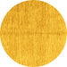 Round Abstract Yellow Modern Rug, abs3409yw