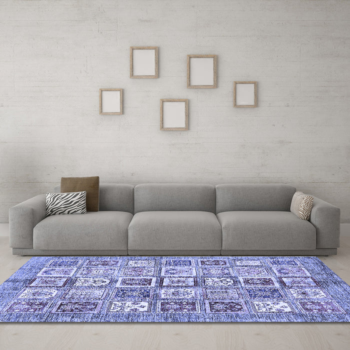 Machine Washable Abstract Blue Modern Rug in a Living Room, wshabs340blu