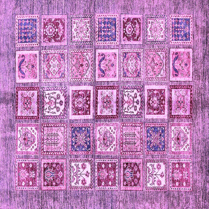 Square Machine Washable Abstract Purple Modern Area Rugs, wshabs340pur