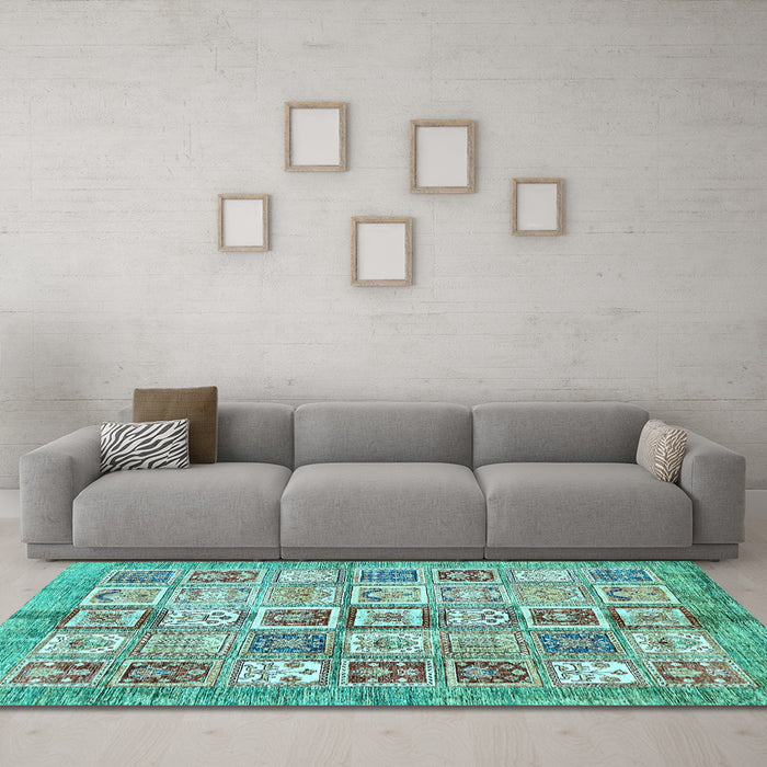 Machine Washable Abstract Light Blue Modern Rug in a Living Room, wshabs340lblu