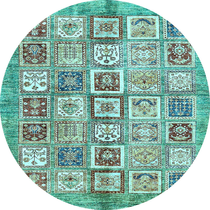 Round Abstract Light Blue Modern Rug, abs340lblu