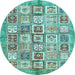Round Abstract Light Blue Modern Rug, abs340lblu