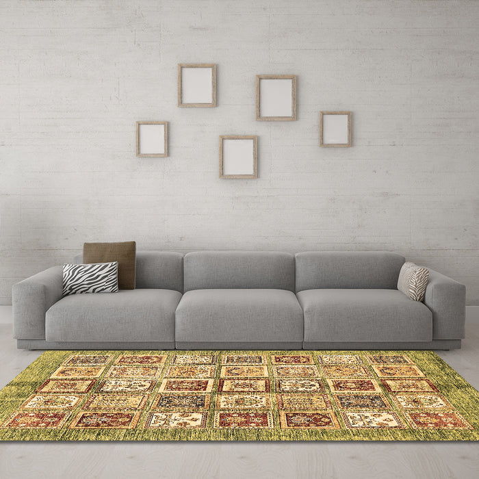 Machine Washable Abstract Brown Modern Rug in a Living Room,, wshabs340brn