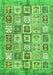 Machine Washable Abstract Green Modern Area Rugs, wshabs340grn