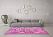 Machine Washable Abstract Pink Modern Rug in a Living Room, wshabs340pnk