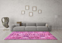 Machine Washable Abstract Pink Modern Rug, wshabs340pnk