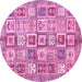 Round Machine Washable Abstract Pink Modern Rug, wshabs340pnk