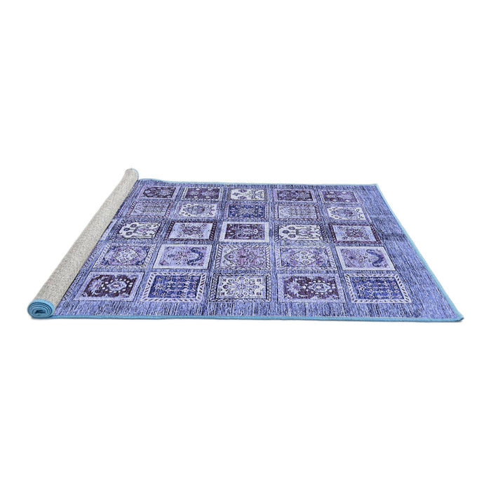 Sideview of Machine Washable Abstract Blue Modern Rug, wshabs340blu