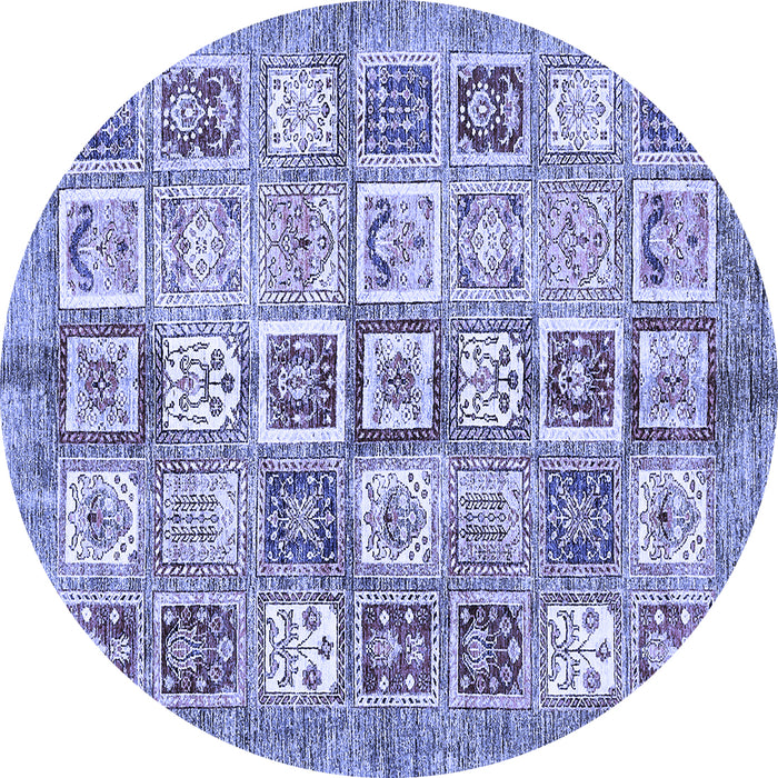 Round Abstract Blue Modern Rug, abs340blu